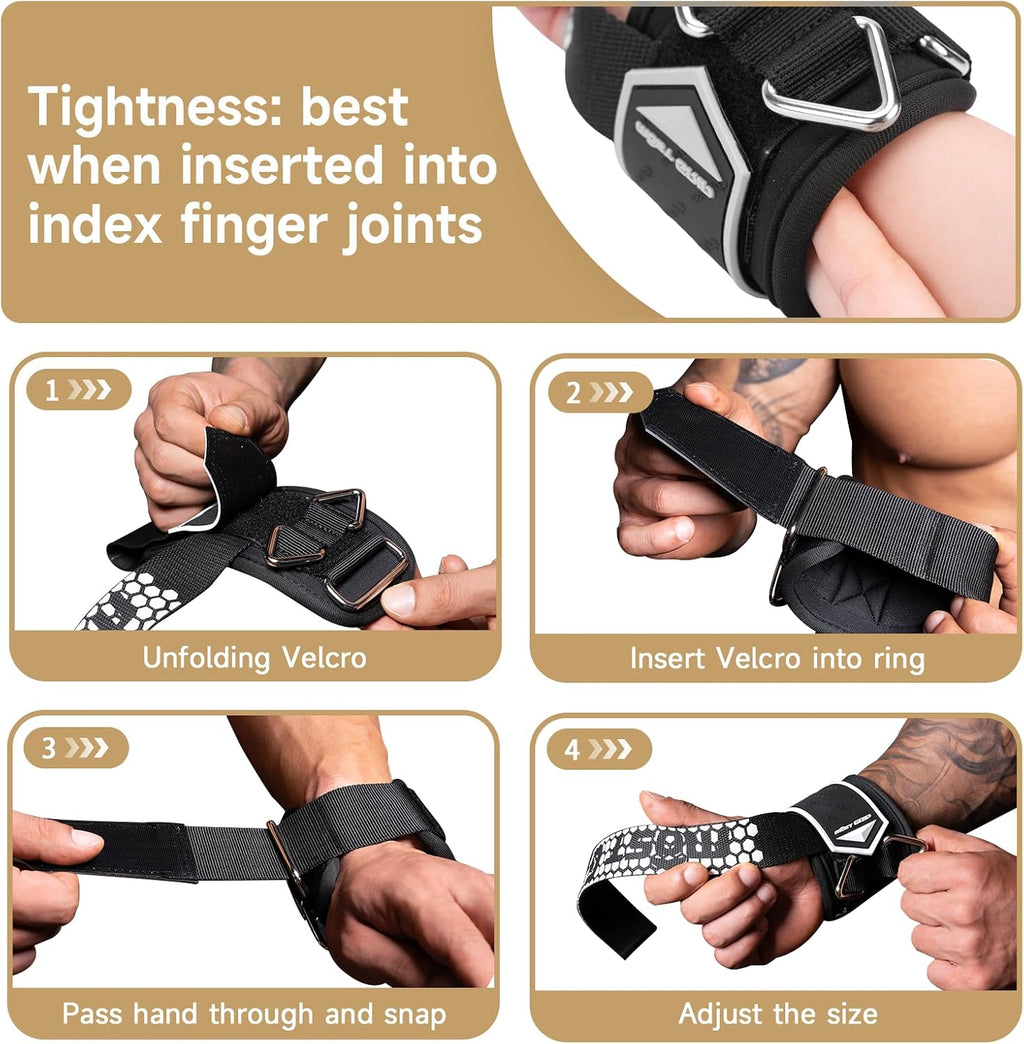 MOST GRIP Non-Slip Weightlifting Wrist Straps D-Ring 2-in-1 Exercise