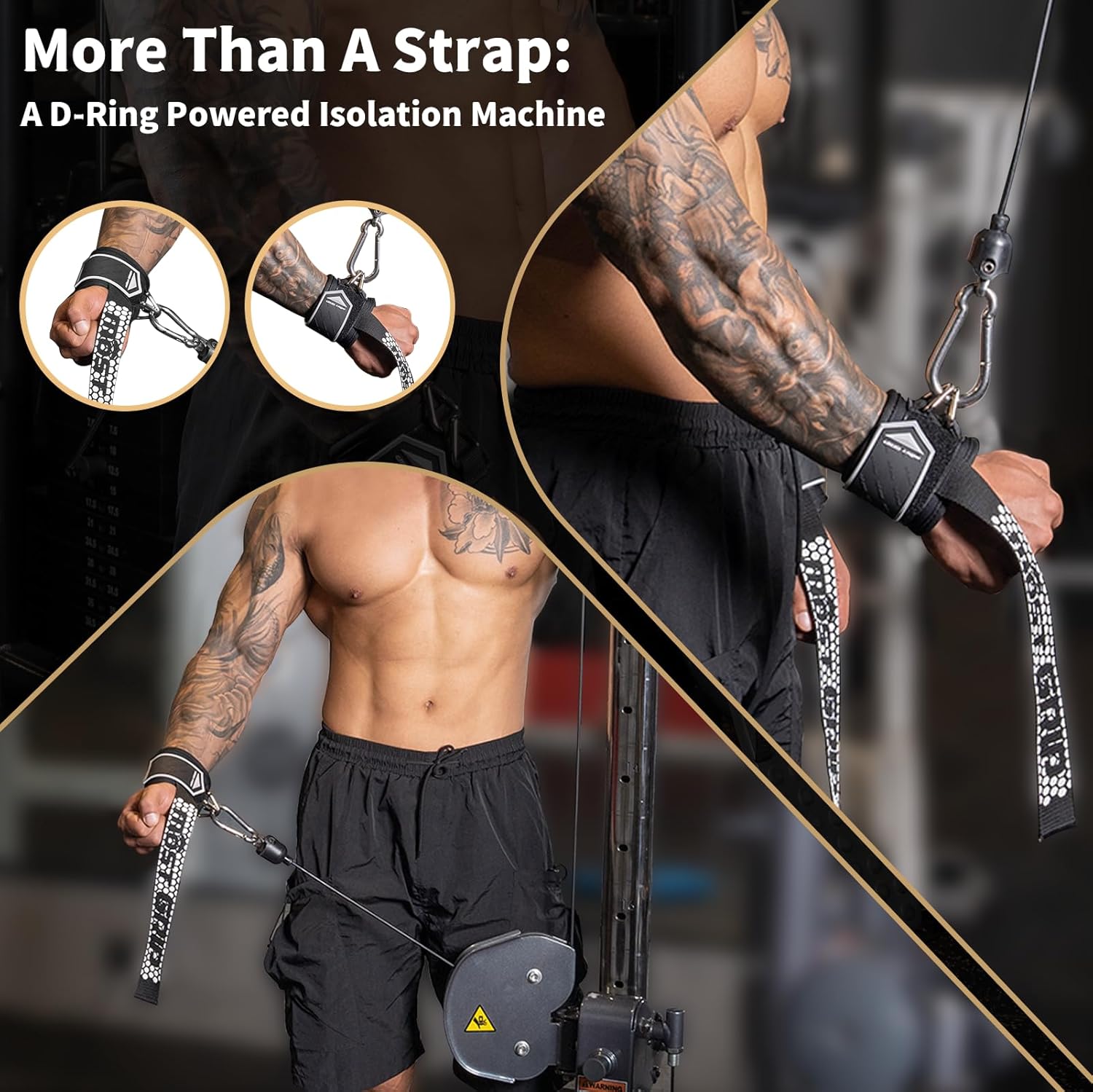 MOST GRIP Non-Slip Weightlifting Wrist Straps D-Ring 2-in-1 Exercise
